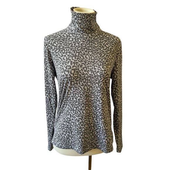 J MCLAUGHLIN NORA TOP TURTLENECK CHEETAH CASUAL CHIC TRANSITIONAL PIECE M - Picture 2 of 12